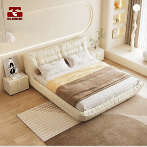 Lit queen en tissu technologique Lit de chambre a couche simple simple Tissu de vent cremeux lit roi masculin Meubles de chambre - Product Image 5