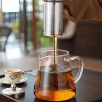 Théière en verre de grande capacité avec filtre bouilloire à café résistant à la chaleur faite à la main théière en verre borosilicate avec infuseur vente en gros