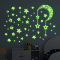 Autocollants Lumineux Étoiles et Lune Fluorescents Écologiques en PVC Imperméable pour Décoration Intérieure Chambre d'Enfants