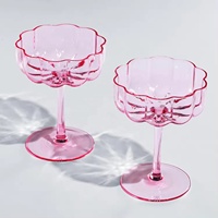 Verres à vin fantaisie en forme de fleur, verres à dessert, verres à cocktail roses givrés, verres à martini pour bar
