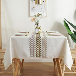 <span class=keywords><strong>Nappe</strong></span> de broderie de luxe feuille <span class=keywords><strong>poids</strong></span> coton lin couverture de <span class=keywords><strong>nappe</strong></span> imperméable pour la cuisine - Product Image 6