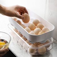 Contenedor de Huevos para Refrigerador con Tapa, Organizador de Plástico Transparente para 16 Huevos, Bandejas para Almacenamiento en la Cocina