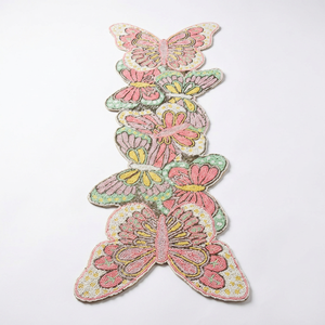 Embroidered Floral Table <b>Runner</b> Bohemian Butterfly Pink Yellow Pattern <b>Washable</b> Home Decor - Product Image 1