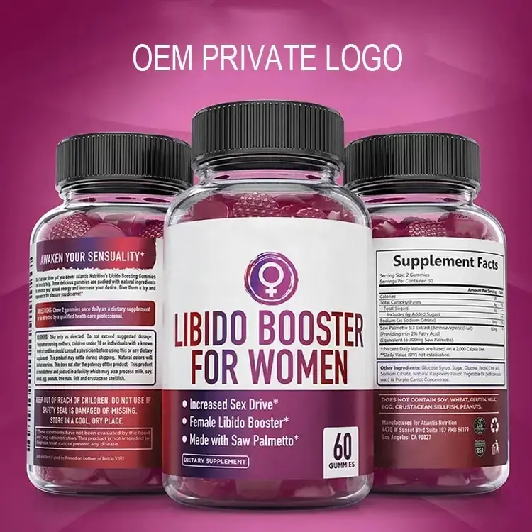 OEM Private Label Libido Booster für Frauen Gummies mit Säge palme Natürliche weibliche Libido Booster Herb Gummies