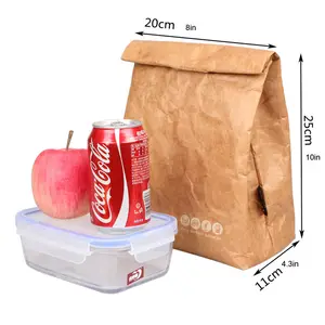Borsa termica per pranzo borsa termica pieghevole in carta impermeabile pieghevole per Picnic logo personalizzato con velcro