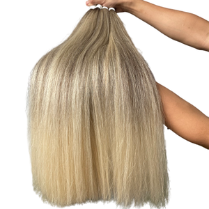 Extensiones de cabello vietnamita crudo alineado con cutícula de grado 12A, venta al por mayor, Color Balayage recto, cabello rubio marrón 3/60 a granel - Product Image 1