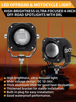 Projecteur LED de 3 pouces, lumière de balise 12V 24V 4 couleurs RGBW, style antenne, pour véhicule tout-terrain, moto, camion, VTT