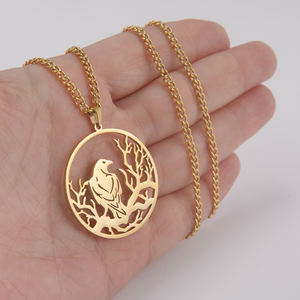 Myshape <span class=keywords><strong>Arbre</strong></span> <span class=keywords><strong>de</strong></span> <span class=keywords><strong>Vie</strong></span> Ravan Corbeau Vikings <span class=keywords><strong>Collier</strong></span> Animal Gardien Protection Nordique Amulette Acier Inoxydable Bijoux Wiccan - Product Image 6