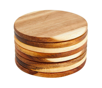 Ensemble de 8 sous-verres en bois d'acacia naturel sous-verres ronds en bois antidérapants ensemble de sous-verres pour boissons tasses à boissons