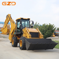 Mini-tractopelle GZD avec chargeur frontal et pelle arrière pour le terrassement en travaux publics, profondeur de creusement de 4082 mm