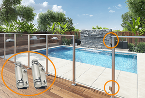 Offre Spéciale : Garde-corps en Verre Trempé au Design Moderne, Clôture de Piscine en Verre et Acier Inoxydable, Verre vers <span class=keywords><strong>Poteau</strong></span> Carré avec Charnière à Ressort - Product Image 5