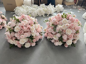 Boule de fleurs artificielles W-D028, fleurs roses, gypsophile, roses, pour centres de table de mariage, décorations de fête - Product Image 4