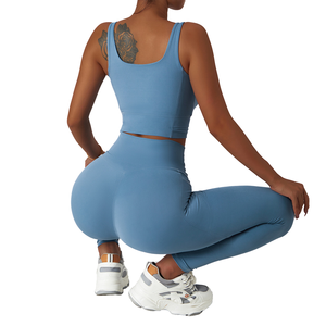 Conjunto de Yoga de Cintura Alta Elástica para Mujer, 2 Piezas, Ropa Deportiva Transpirable, Pantalones Sólidos hasta el Tobillo, Tallas XS-XL - Product Image 1