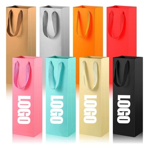 Bouteille unique de vin coloré avec poignée Mariages anniversaires Fournitures de fête de Noël <span class=keywords><strong>sac</strong></span> en <span class=keywords><strong>papier</strong></span> de vin rouge personnalisé - Product Image 1