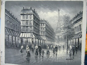 Peinture à l'huile contemporaine sur toile, impressionniste, de qualité supérieure, représentant une rue de <span class=keywords><strong>Paris</strong></span> rétro, peinte à la main, imperméable - Product Image 5