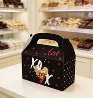 Boîtes à poignée en carton faites à la main sur le thème de l'amour, pour cadeaux, biscuits, faveurs, emballage de bonbons, décoration de fête de la Saint-Valentin