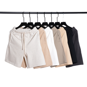 Shorts en coton tissé à taille élastique personnalisable avec cordon de serrage, de haute qualité, confortables, pour homme, décontractés, pour l'été - Product Image 1