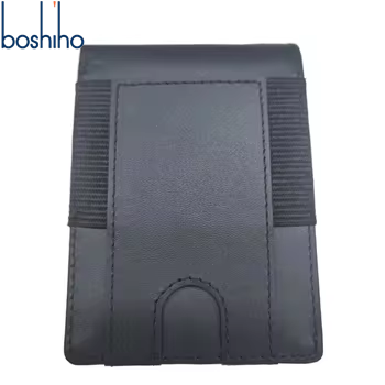 Boshiho Slim Minimalist Genuine Leather Card Case PU RFID Blocking Wallet with Customized Logo Pattern Automatic Pop-Up Feature