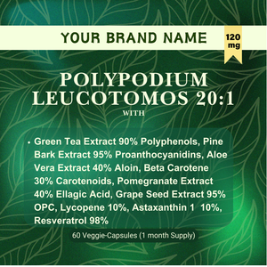 Extracto de hierbas naturales puras de alta calidad 100% Polypodium Leucotomos 20:1 cápsulas de etiqueta privada directa del proveedor indio - Product Image 2