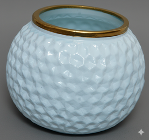 Vase en verre texturé blanc élégant avec bord doré, porte-bougie décoratif pour la maison, style minimaliste moderne, centre de table élégant - Product Image 4