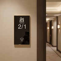 Nouveau 2026 RFQprint Plaque de porte électronique LED d'hôtel personnalisée vérifiée, avec interrupteur tactile, sonnette de buanderie et affichage de numéro de chambre, design moderne