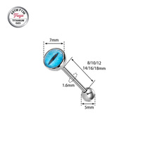 Perhiasan Tindik Lidah Titanium Freya ASTM F136 Model Evil-Eye Pupil Straight Bar, Cincin Lidah Fashion untuk Tindik Tubuh