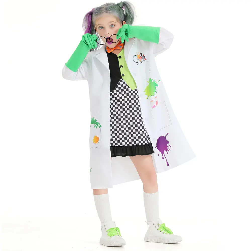 Le fou scientifique Costumes enfants Halloween Cosplay Costume fête jeu de rôle habiller veste robes tenue Costume