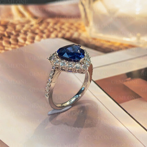 Gemlove Sang Trọng Trillion-Cut Sapphire Nhẫn-14K/18K Vàng Trắng Bridal Engagement Ring Cho Phụ Nữ W/Hộp Quà Tặng - Product Image 3