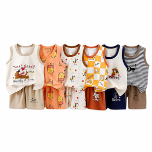 Ensemble gilet et short en coton pour enfants, motif dessin animé, nouvelle collection été, vente en gros, deux pièces pour filles et garçons - Product Image 2