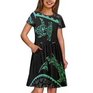 Hình xăm tonga in Dresses tùy chỉnh thoải mái mềm tay áo ngắn ăn mặc Polynesia tongan TRIBE quần áo phù hợp cho cô gái món quà giáng sinh