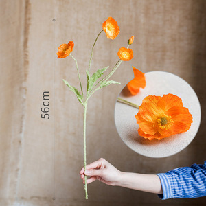 Bouquet de coquelicots artificiels en soie Kch pour la décoration de la maison et des mariages - Product Image 4