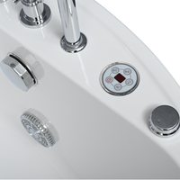 Baignoire ronde autoportante en acrylique moderne avec massage à air intégré pour usage intérieur, capacité 1 personne, pour hôtel et villa