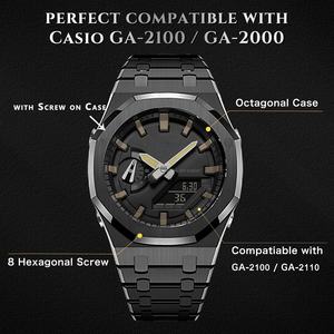 Bracelet de montre de luxe en acier inoxydable pour kit <span class=keywords><strong>Casioak</strong></span> Mod GA2100 boîtier de lunette à bracelet en métal pour kit Gshock Mod - Product Image 2