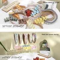 Support de rangement double niveau en acrylique pour bandeaux et accessoires capillaires, idéal pour coiffeuse