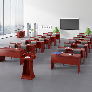 Table de conférence Saint-Lee rectangulaire en placage de bois massif, peinture à base d'eau, mobilier de bureau durable - Product Image 1