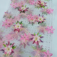 Tissu en dentelle brodée 3D à motif floral, nouveau style 2025, pour robe