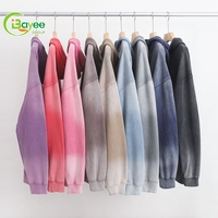 Sweat à capuche unisexe personnalisé en coton épais 400 g/m² pour homme, coupe oversize, délavé à l'acide, effet soleil éclairé, vierge