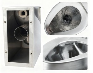 Inodoro de Acero Inoxidable Montado en la Pared con Cisterna Oculta, Doble Descarga, Diseño Industrial, Accesorio de Baño - Product Image 6