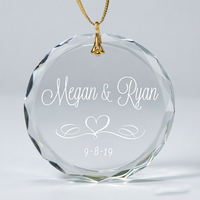 Adorno de Cristal Transparente Facetado Redondo, Recuerdo de Boda Personalizado con Nombre de Pareja, Decoración