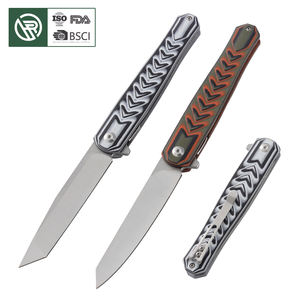 Bochen 포켓 물고기 비늘 모양 손잡이 D2 블레이드 접는 칼 사냥 생존 전술 등산 캠핑 칼 - Product Image 1