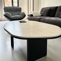 Table basse ovale noire de style discret, mobilier de salon pour petit appartement, multifonction, style antique moyen