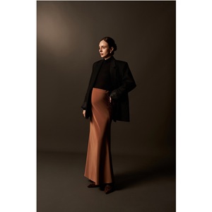 Nouvelle Robe en Laine pour Femme, Col en V, Tissée, à Bouton Unique, Unie, Respirante, Coupe Classique, 78% Polyester, 18% Rayonne, 4% Élasthanne, Vietnam - Product Image 1