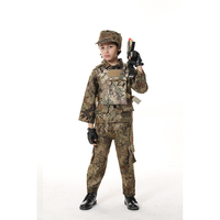 Déguisement de Carnaval Enfant Soldat Uniforme Militaire Armée pour Garçons Ensemble 4 Pièces Tenues de Jeu de Rôle