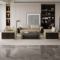 Housse moderne en cuir PU 3 + 1 + 1 ensemble de canapés modulables de bureau avec table basse et loisirs pour la réception de la banque et les salons d'appartement