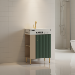 Mueble de Baño con Lavabo de Cerámica de 21.6 Pulgadas, Estantes Abiertos, Moderno, con Almacenamiento, para el Lado Izquierdo - Product Image 2