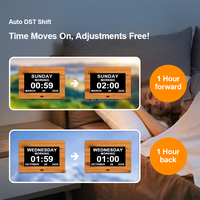 Pro jam 7 "Alarm Analog, jam hari kalender Digital DST otomatis untuk lansia, alarm kustom, pengingat obat, kalender Digital DST, jam otomatis 7"