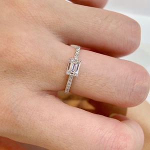 Aazuo – bague de fiançailles en or blanc massif 18 carats pour femmes, diamants cultivés en laboratoire, coupe émeraude, cadeau charmant pour fête de mariage, bijoux réels - Product Image 6