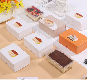 Cajas de tiramisú Productos horneados Bolsa de papel Caja de <span class=keywords><strong>mousse</strong></span> Té DE LA TARDE japonés Hornear Caja de postre hecha a mano Cupcakes Lasaña Desechable - Product Image 1