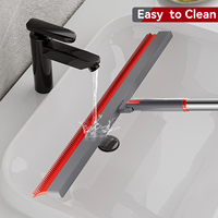 Balai Magique Multifonctionnel Détachable avec Long Manche en Acier, Nettoyeur de Sol et Grattoir pour Cheveux de Salle de Bain, Équipement de Nettoyage Pliable