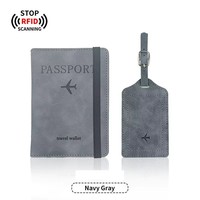 Ensemble de porte-cartes de bord en cuir PU avec marquage à chaud, étui pour passeport et étiquette de bagage, blanc uni, tendance